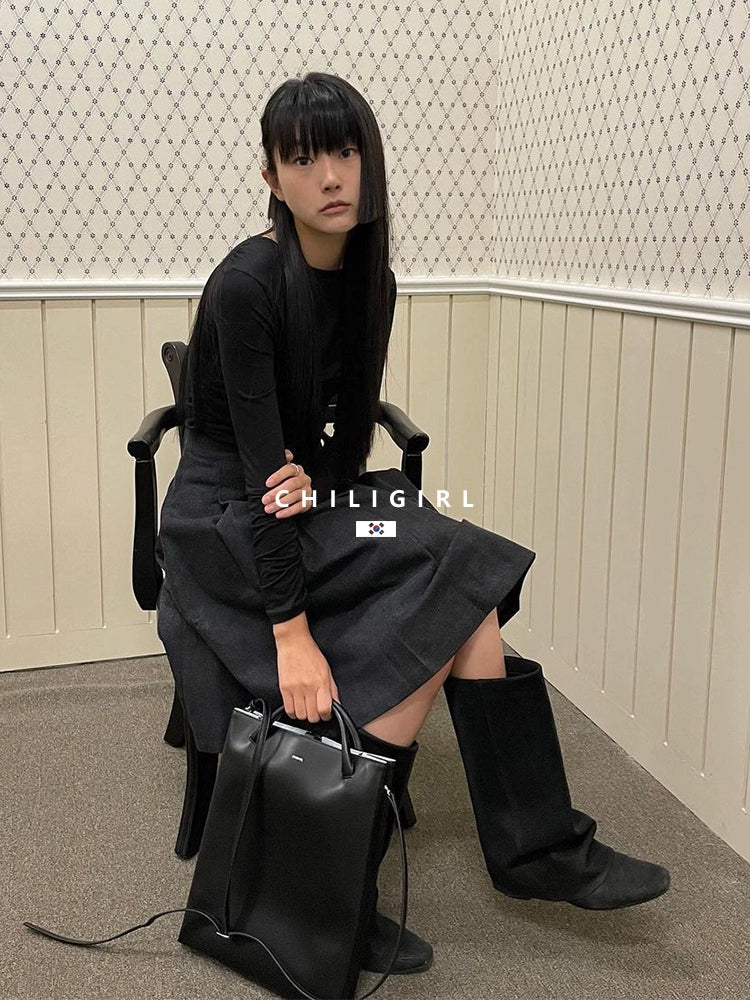 CHILIGIRL Pleated Knee Boots