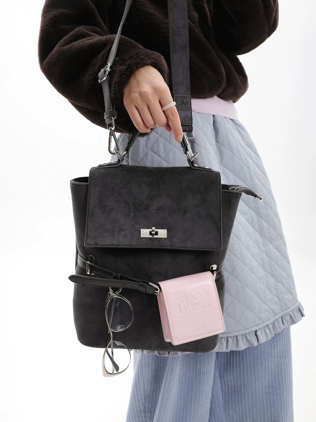 JANDRESS Suede Contrasting Backpack