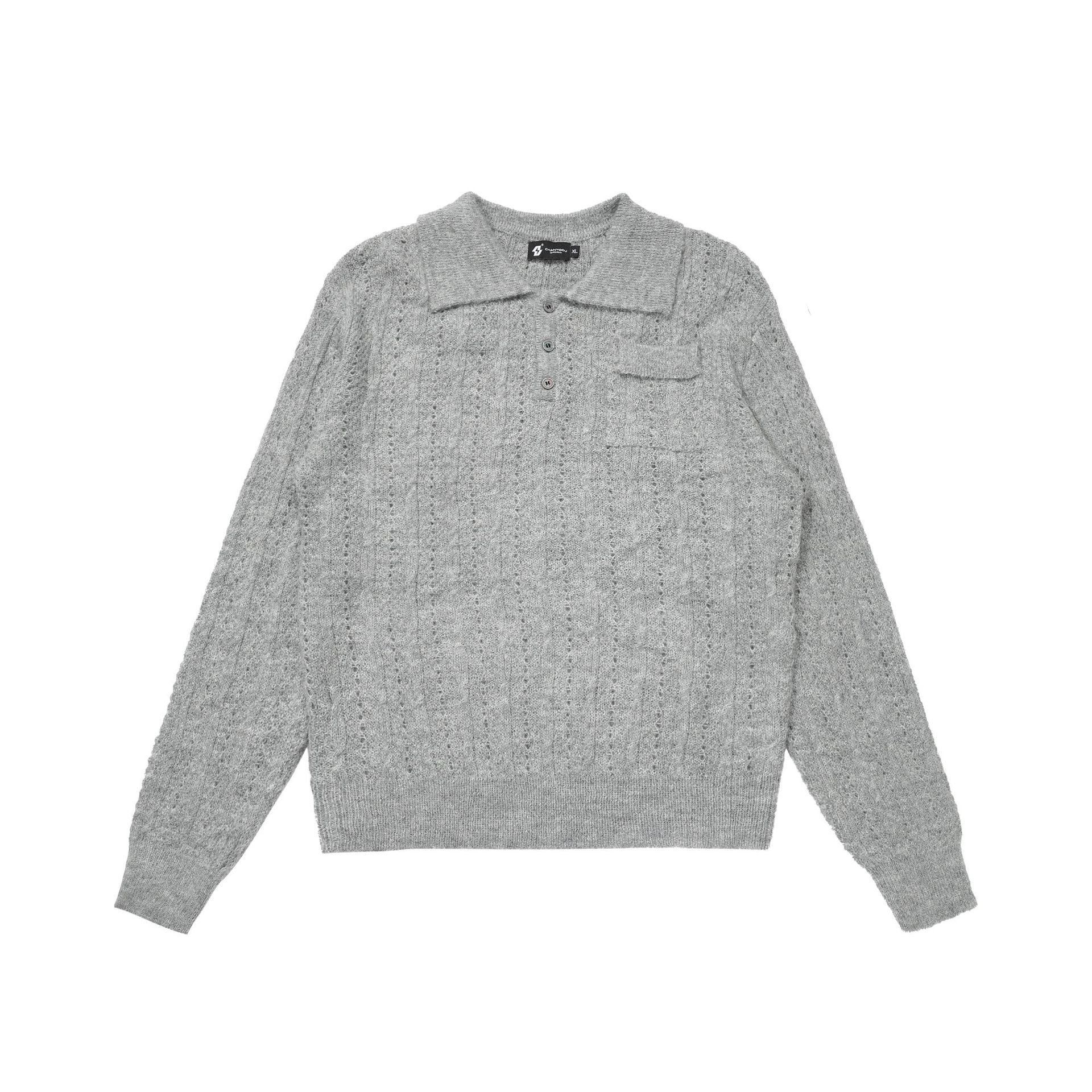 CHANYOOU Vintage Henry Neck Hollow-out Knitted Sweater