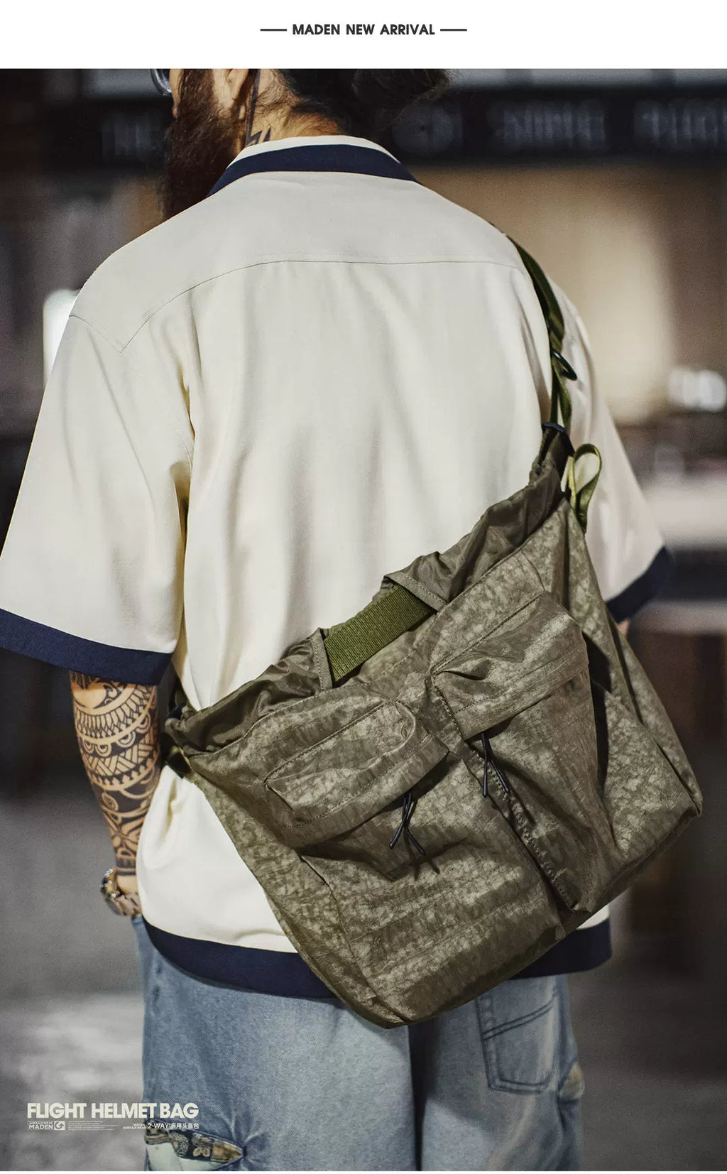 MADEN Retro Camouflage Large Capacity Messenger Bag