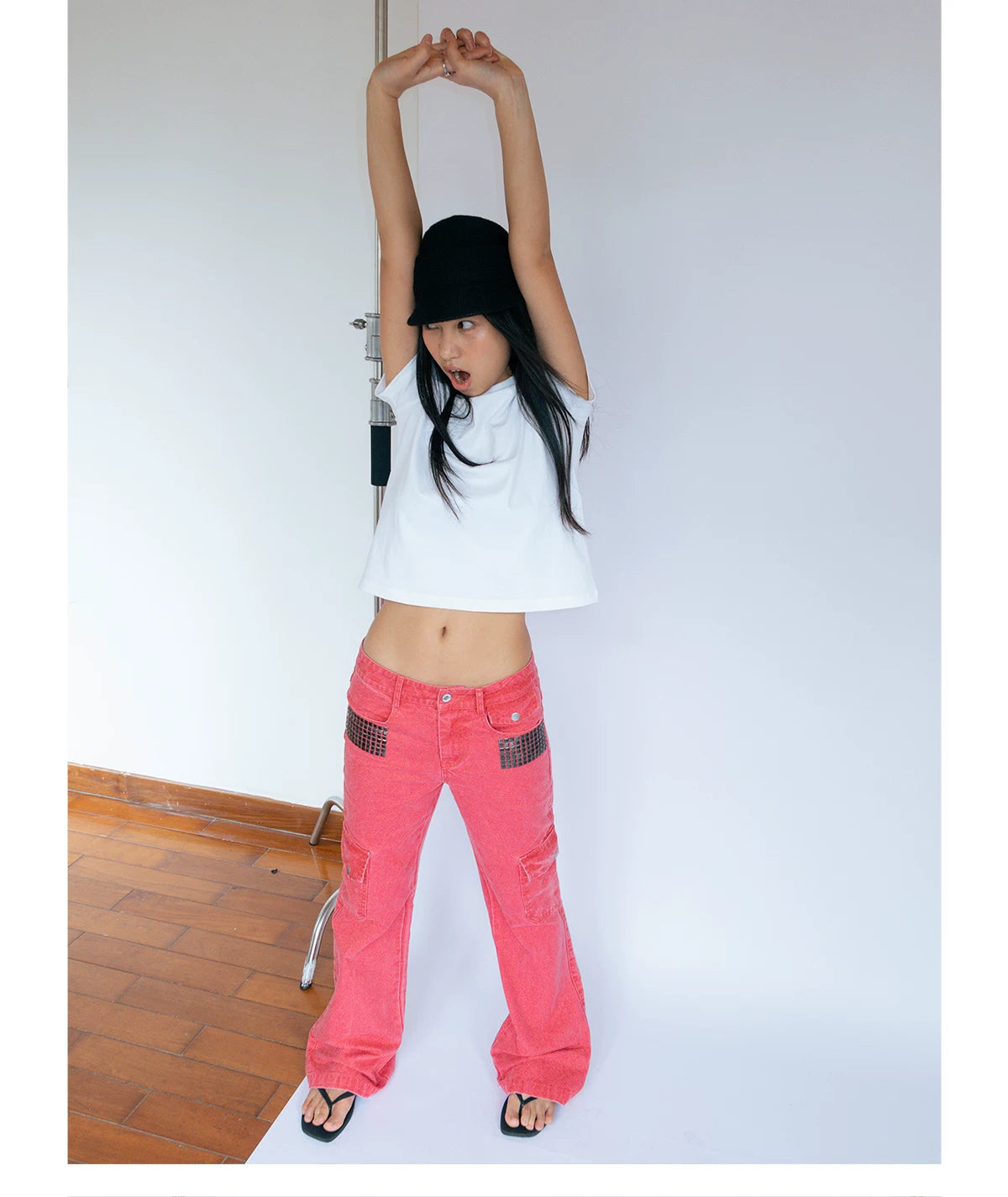 FUNKYFUN Front Shoulder Simple Loose Tee