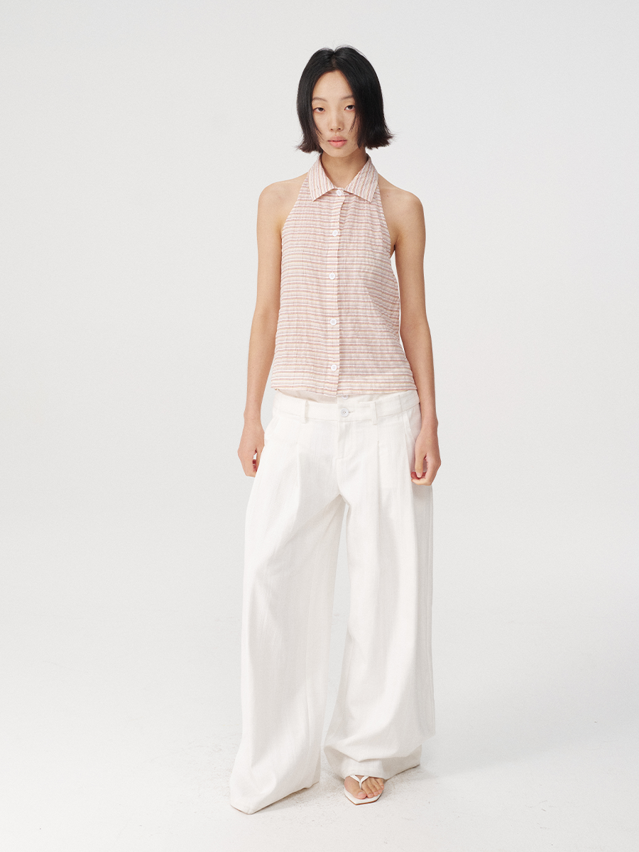 JCAESAR Striped Neck-hanging Sleeveless Shirt