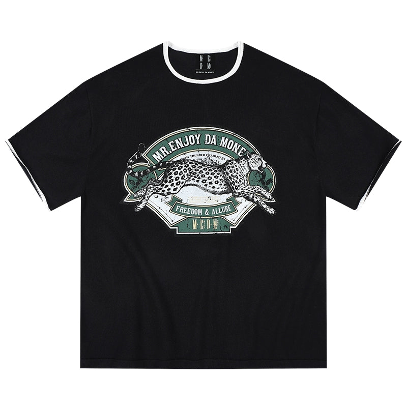 MEDM Cheetah Pattern Casual Tee