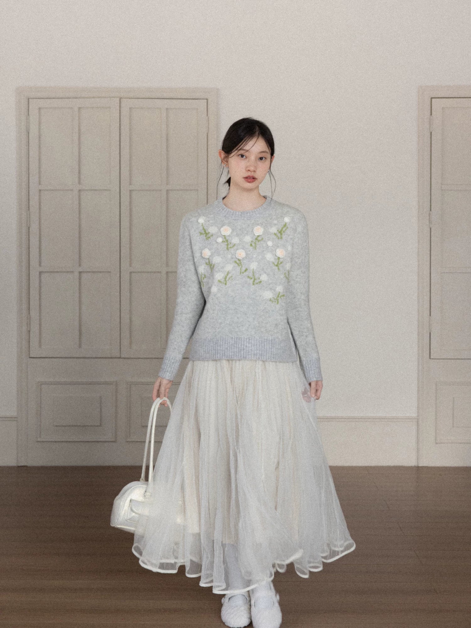 Cantonstory Temperament High Waist Thin Mesh A Word Skirt