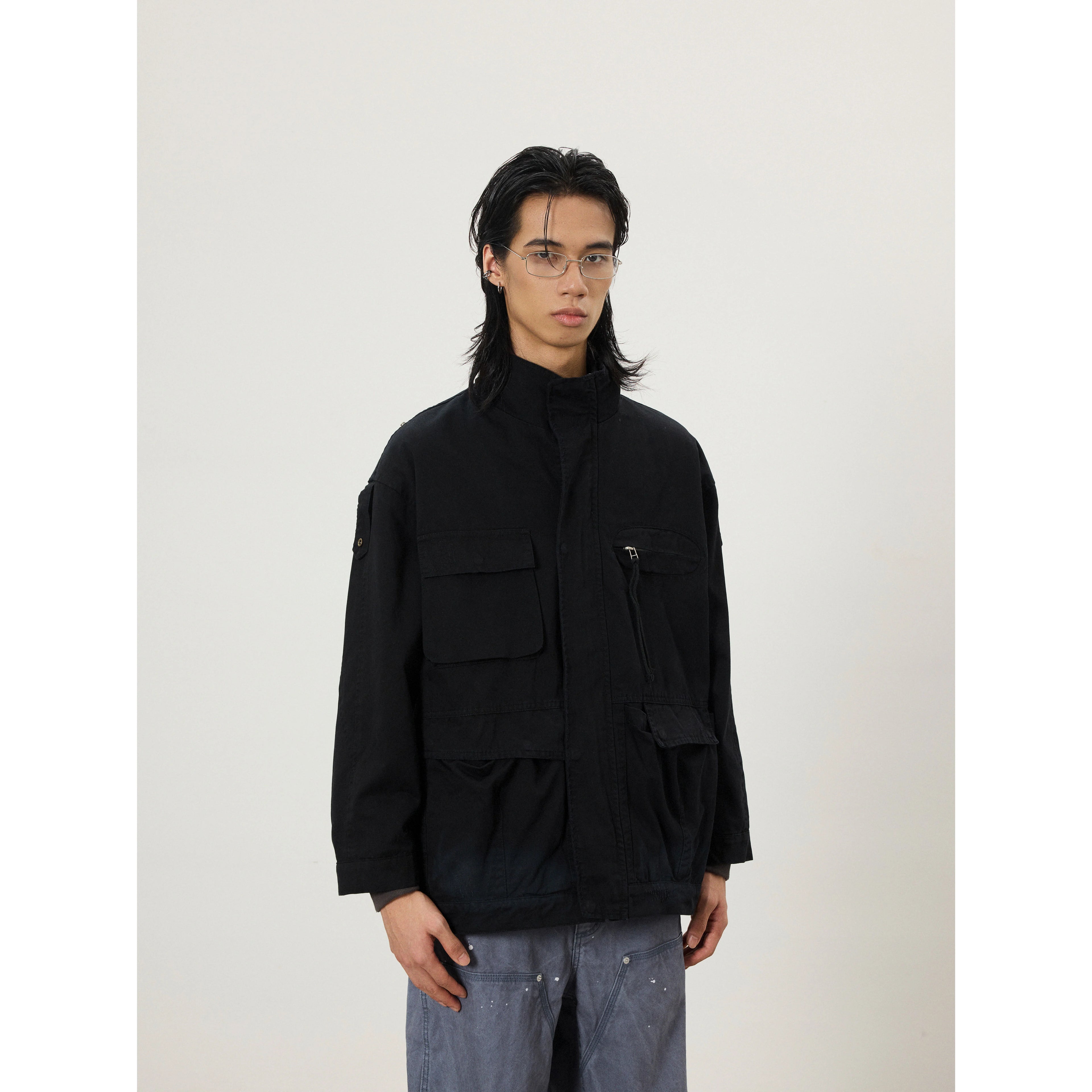 BTSG Multi-pocket Stand-up Collar Zip-up Tooling Jacket