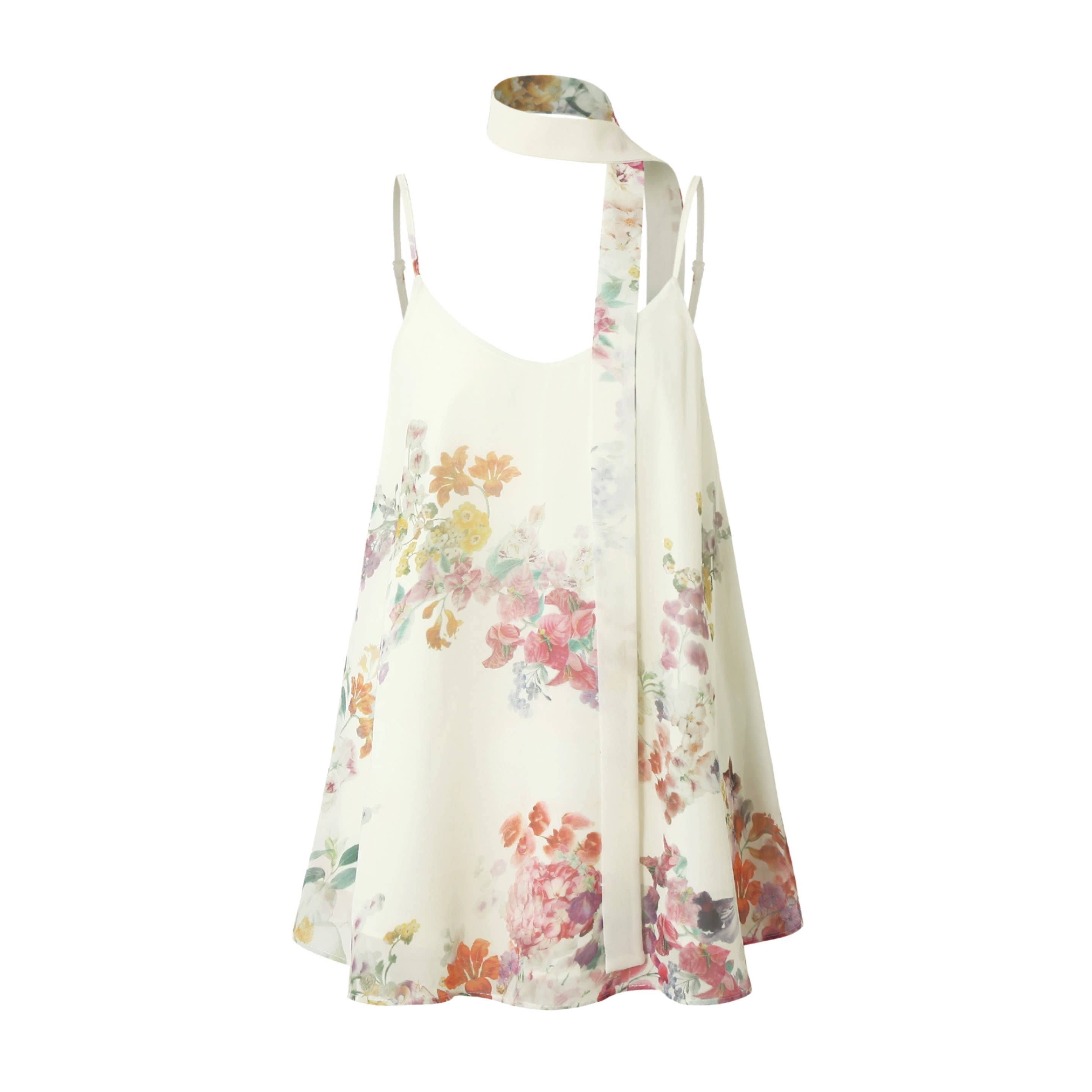 LOUMUTAKU Flower Waterprint Lazy Suspender Dress