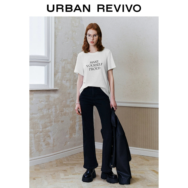 URBAN REVIVO Casual Contrasting Letter Printed Tee