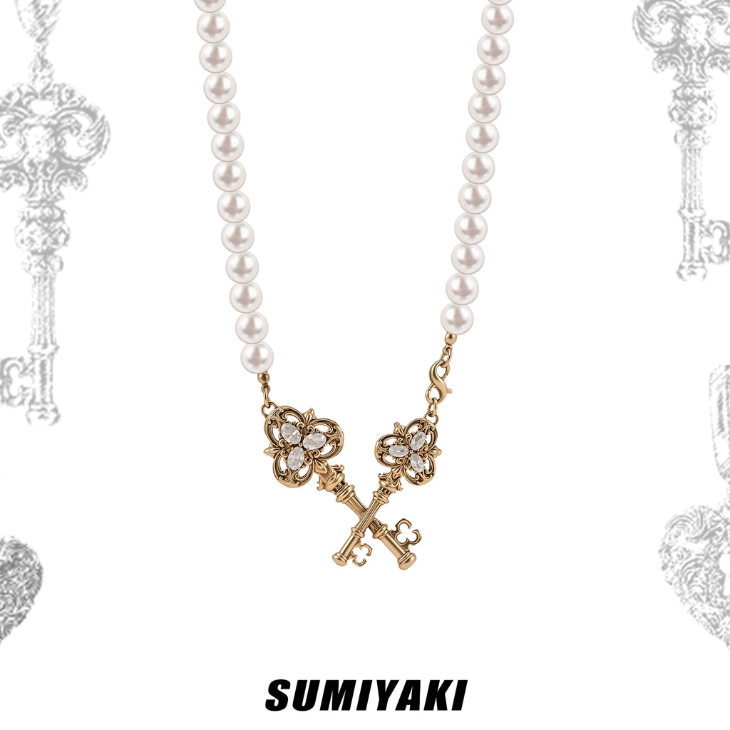 SUMIYAKI Cross Key Pearl Necklace