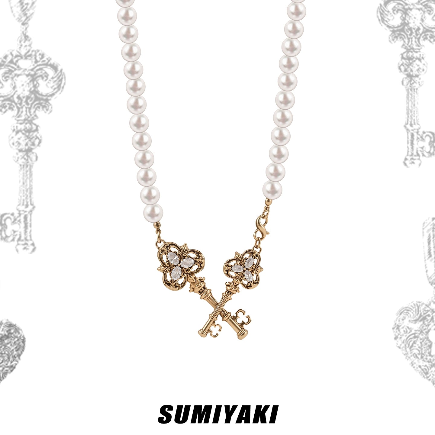 SUMIYAKI Cross Key Pearl Necklace