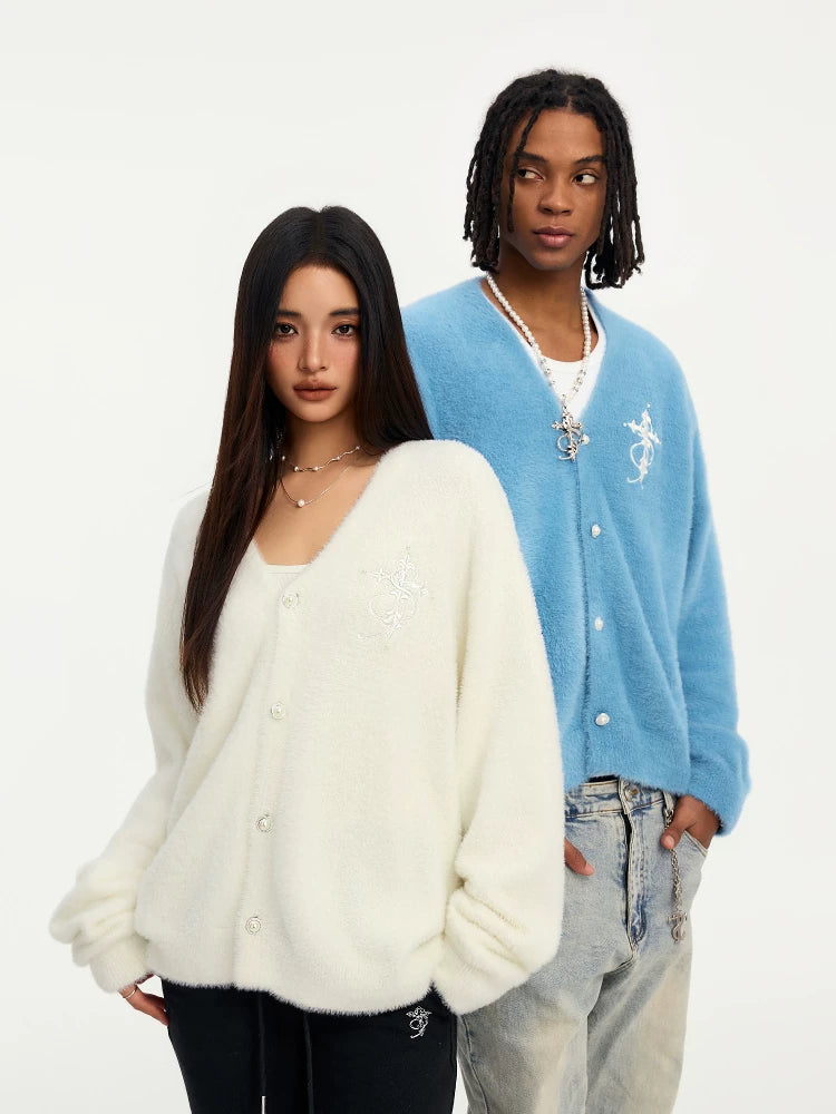 STK Imitation Mink Pearl Wool Cardigan