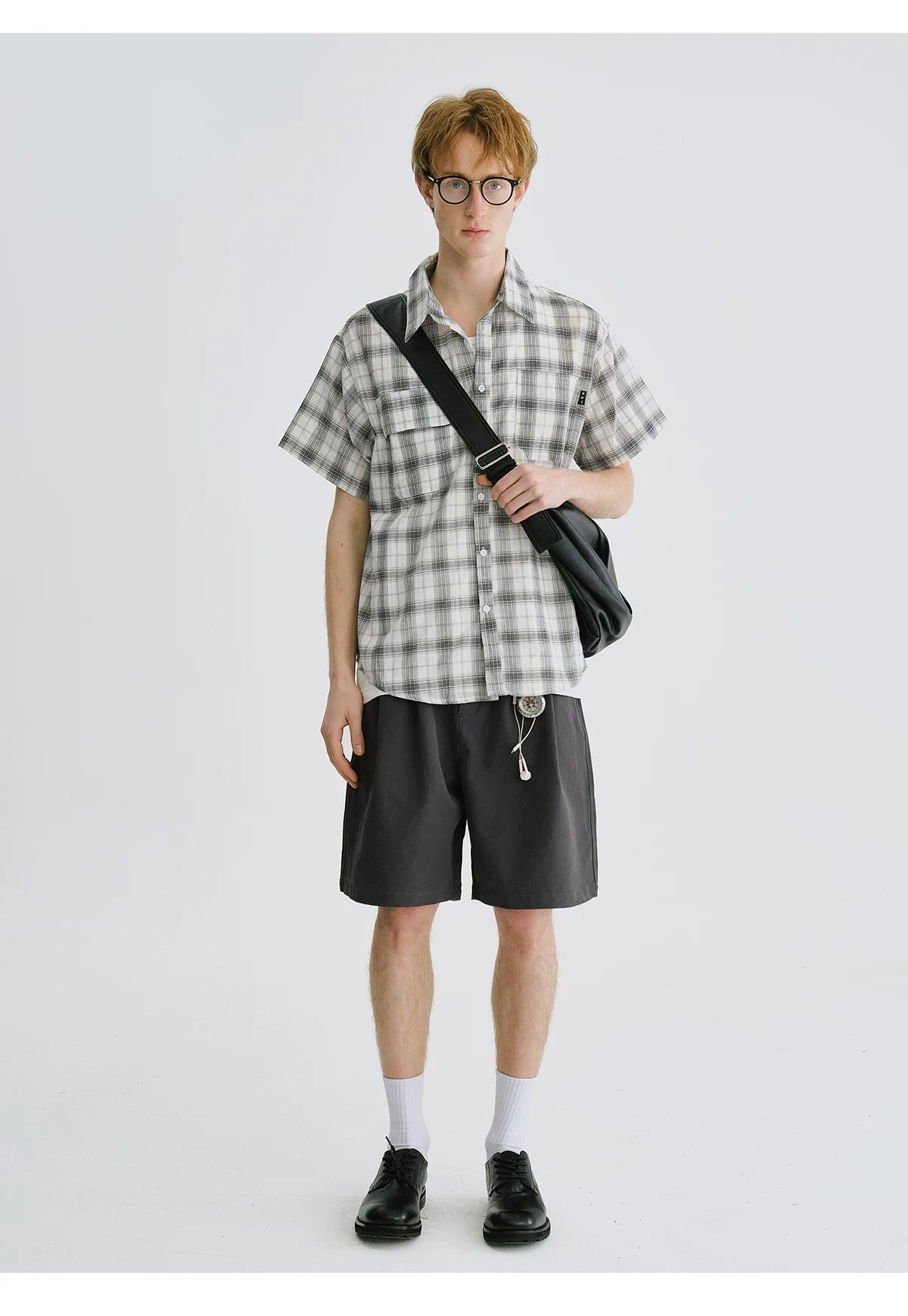 LIVINGTOWN Vintage Loose Casual Checked Short Sleeve Shirt