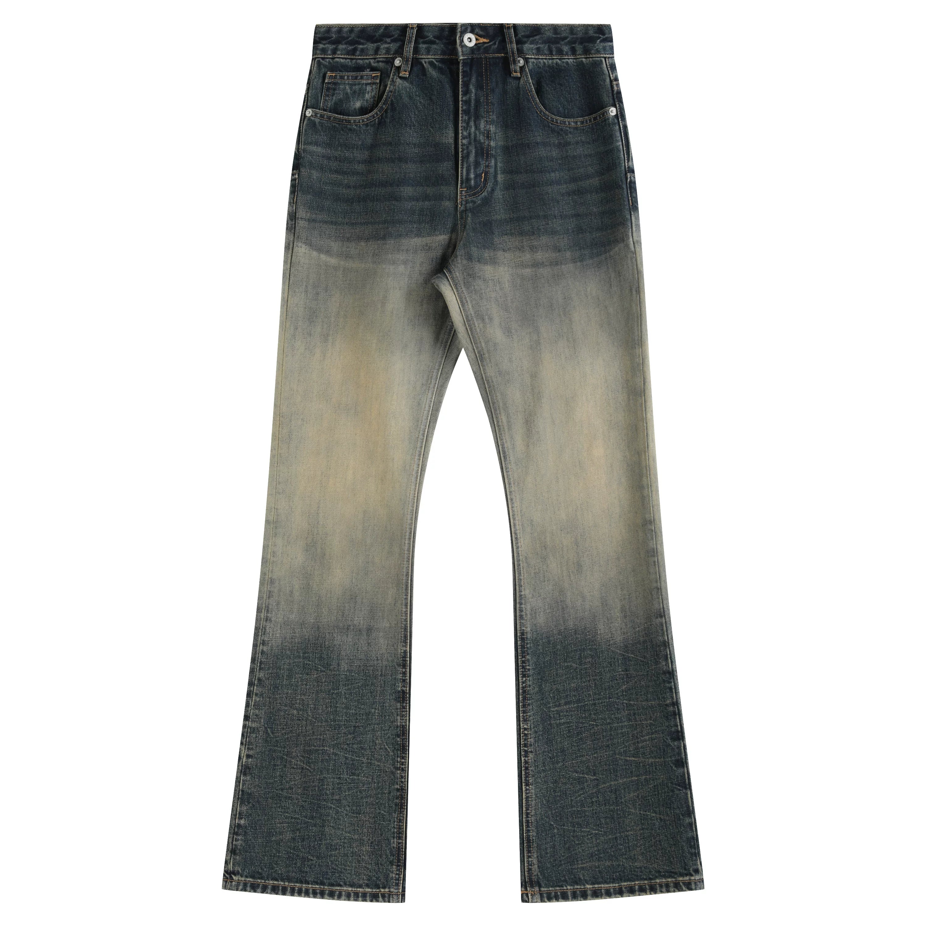 NoEmosen Water Wash Gradual Change Mud Dye Blue Fit Micro Pull Jeans