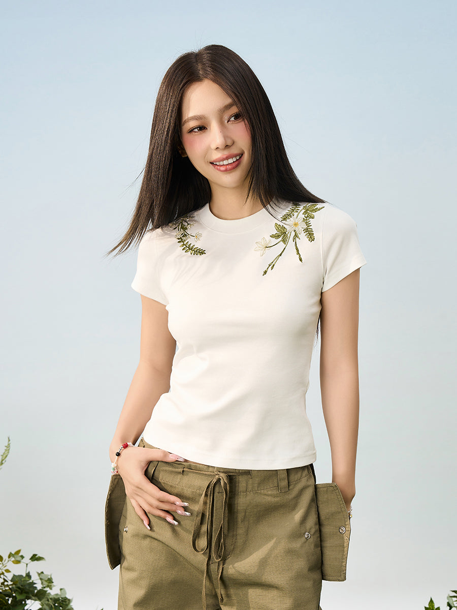 HACR Children's Fun Plant Flower Embroidery Tee