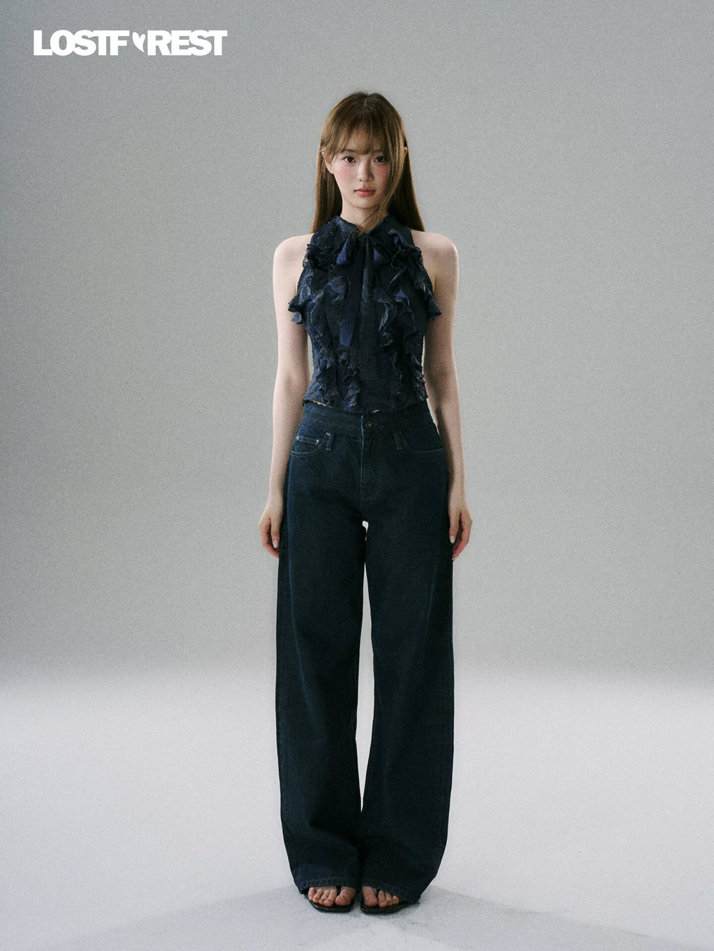 LOST FOREST Straight Wide-leg Low-rise Jeans