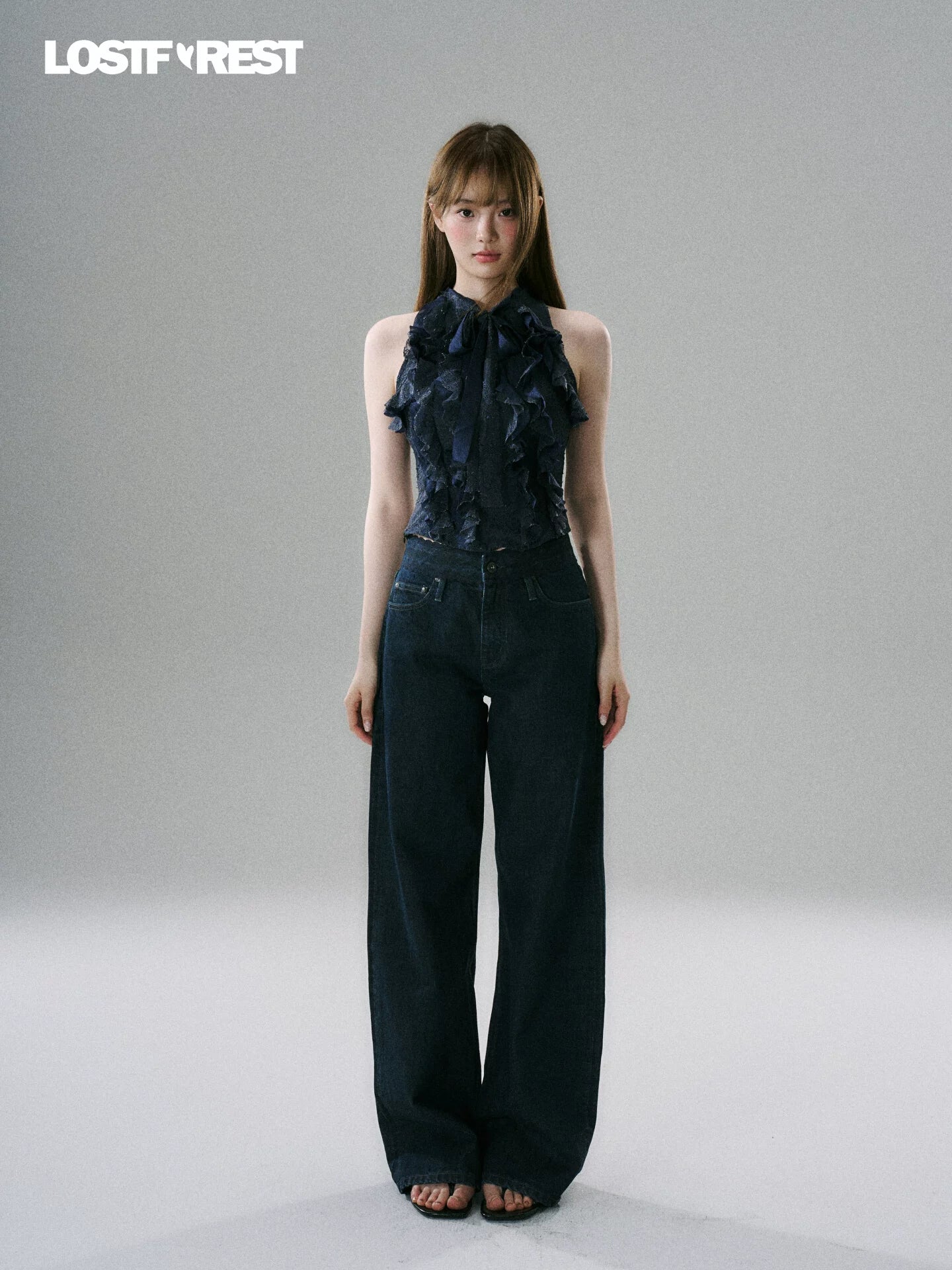 LOST FOREST Straight Wide-leg Low-rise Jeans