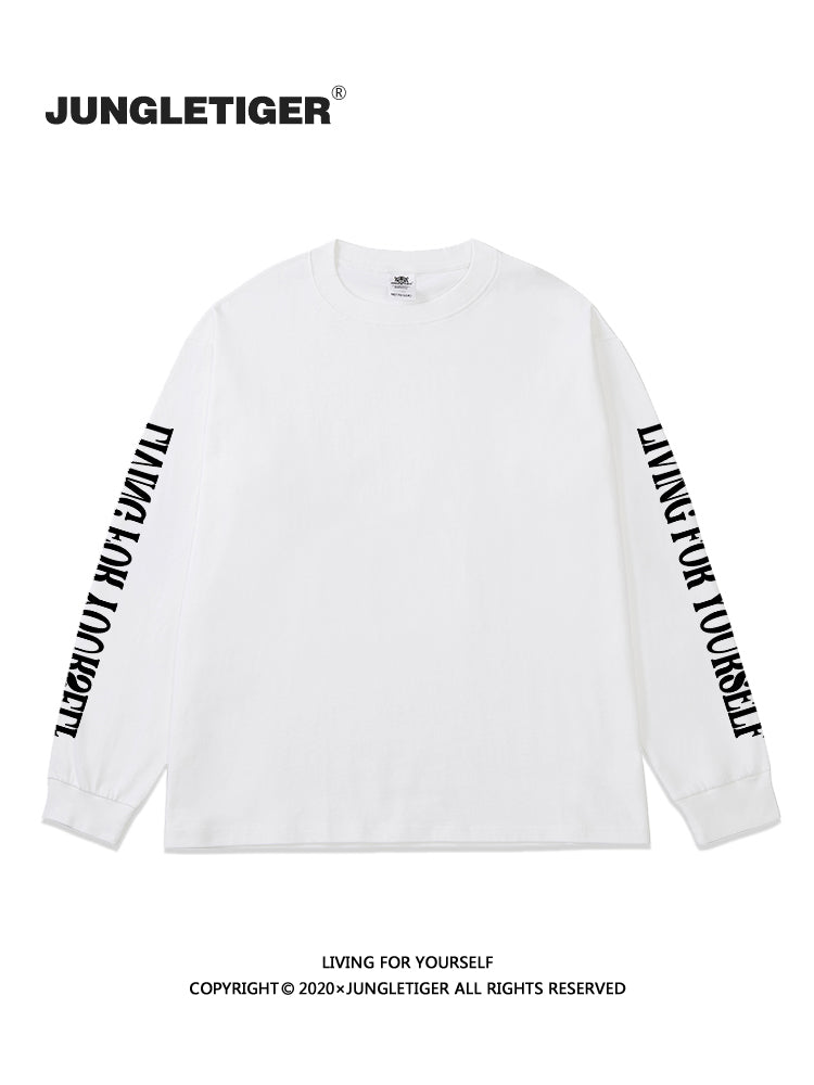 Jungle tiger letter cotton long sleeve Tee