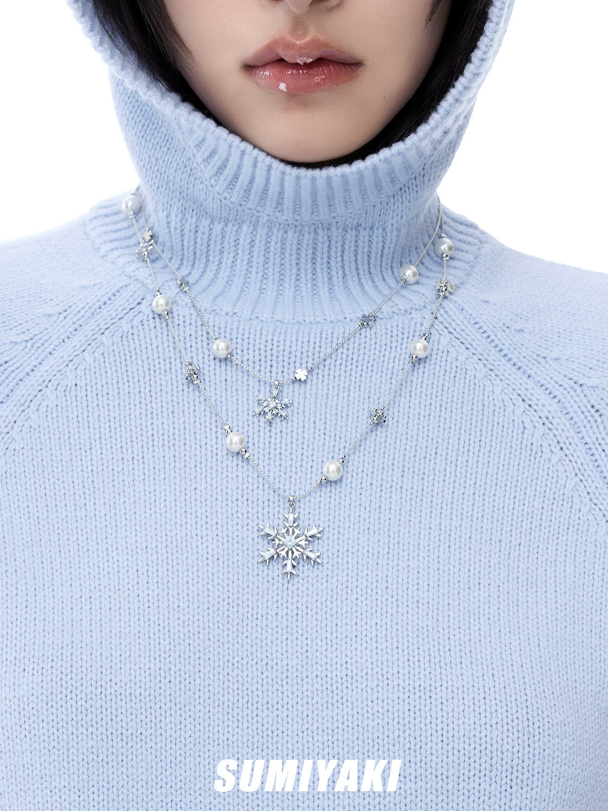SUMIYAKI Double Snowflake Pearl Necklace