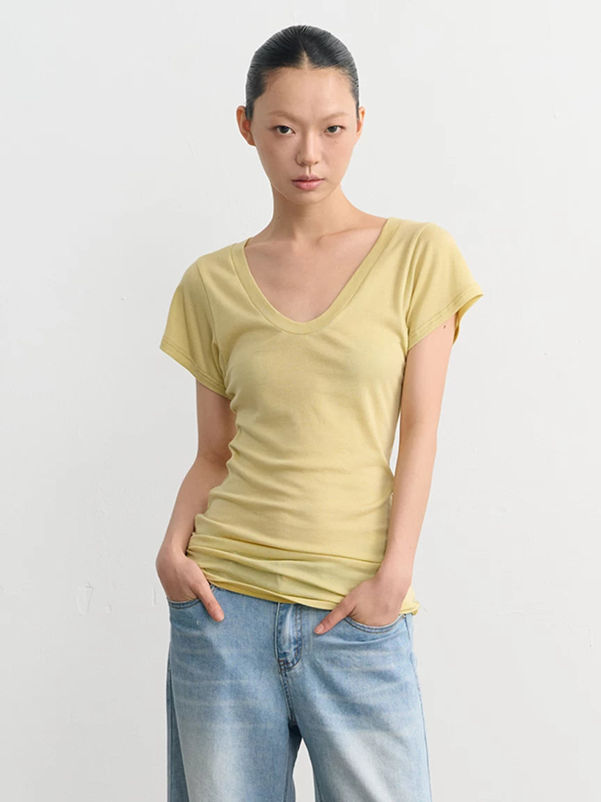 LINY LIBERTY Lazy Wind U Neck Slim Tee