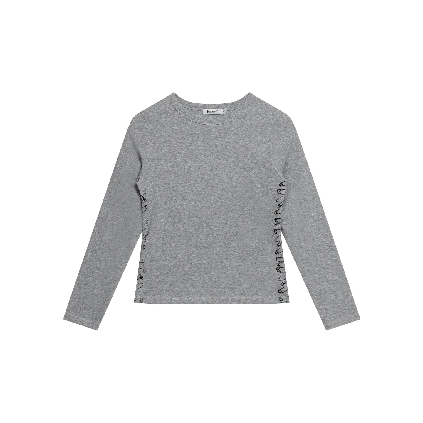 FUNKYFUN Pin Print Micro Waist Front Shoulder Long Sleeve