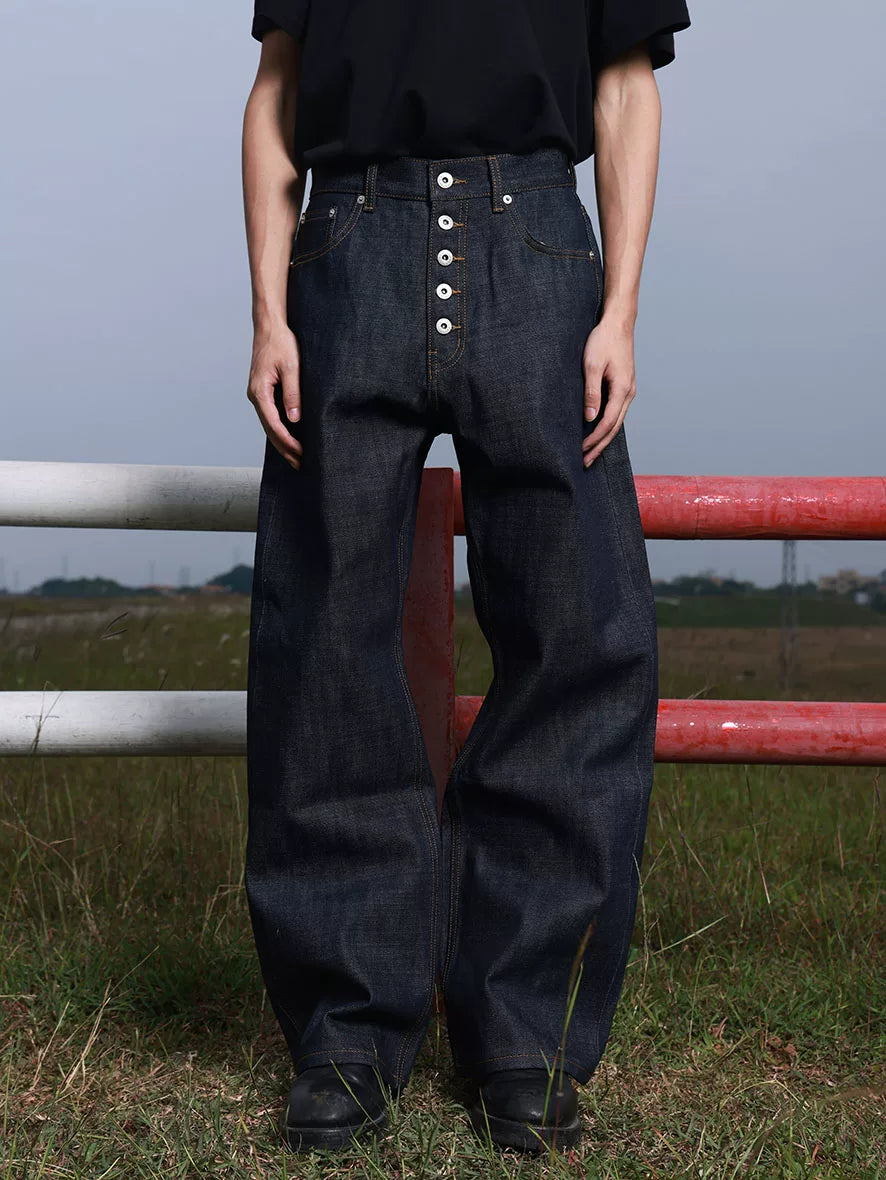 BigProduction Five-button Loose Straight Jeans