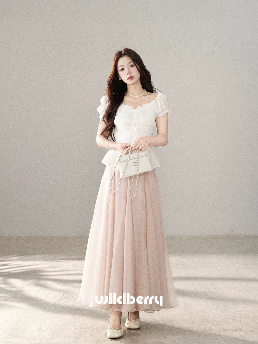 Wildberry Mesh Stitching High Waist Skirt