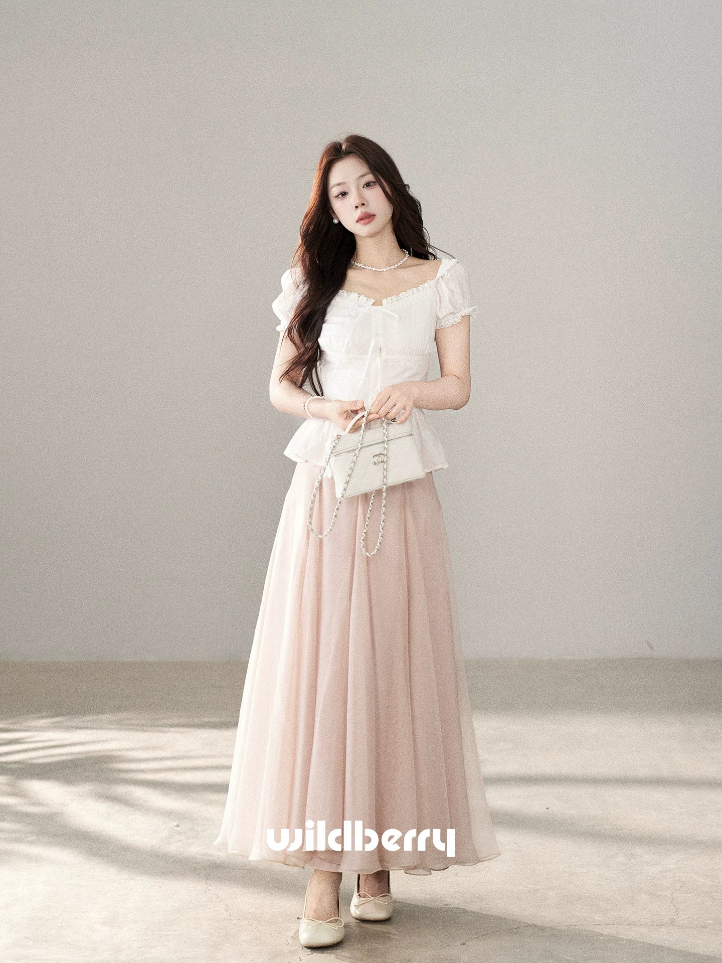 Wildberry Mesh Stitching High Waist Skirt
