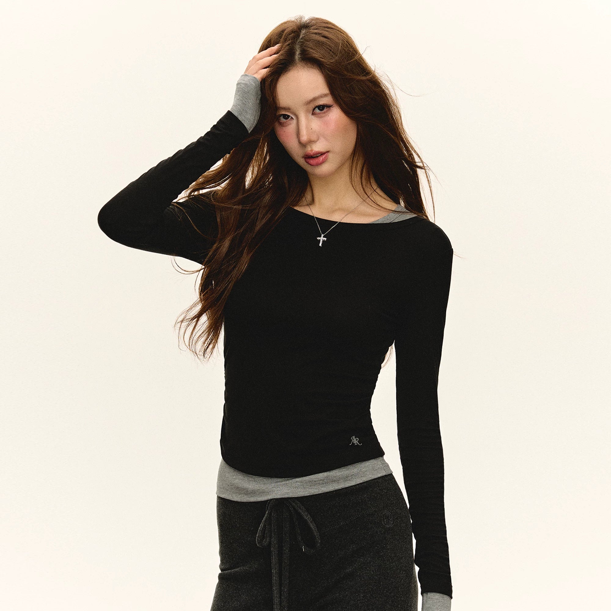 Ariseism Vintage Fake Two-piece Bottom Long Sleeve