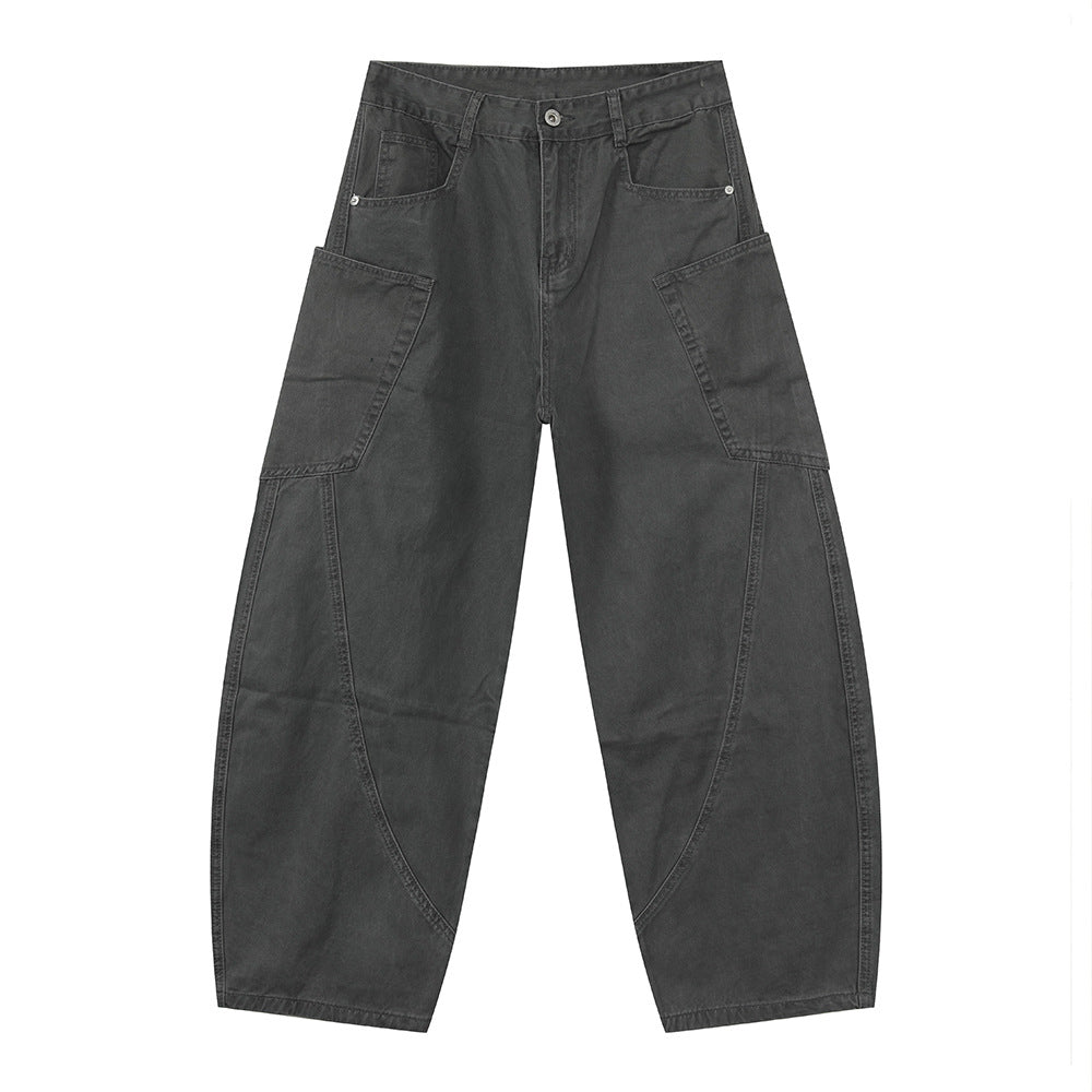 MTLCLOTHES Splicing Tooling Scimitar Washed Jeans