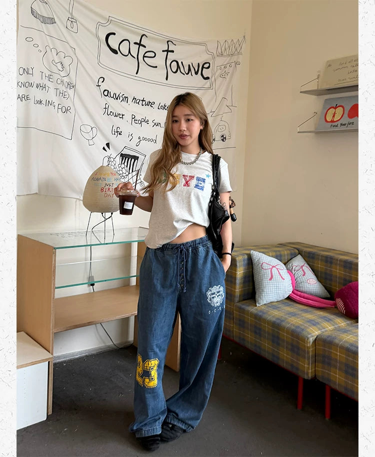 CCYE Digital Printed Loose Straight Jeans