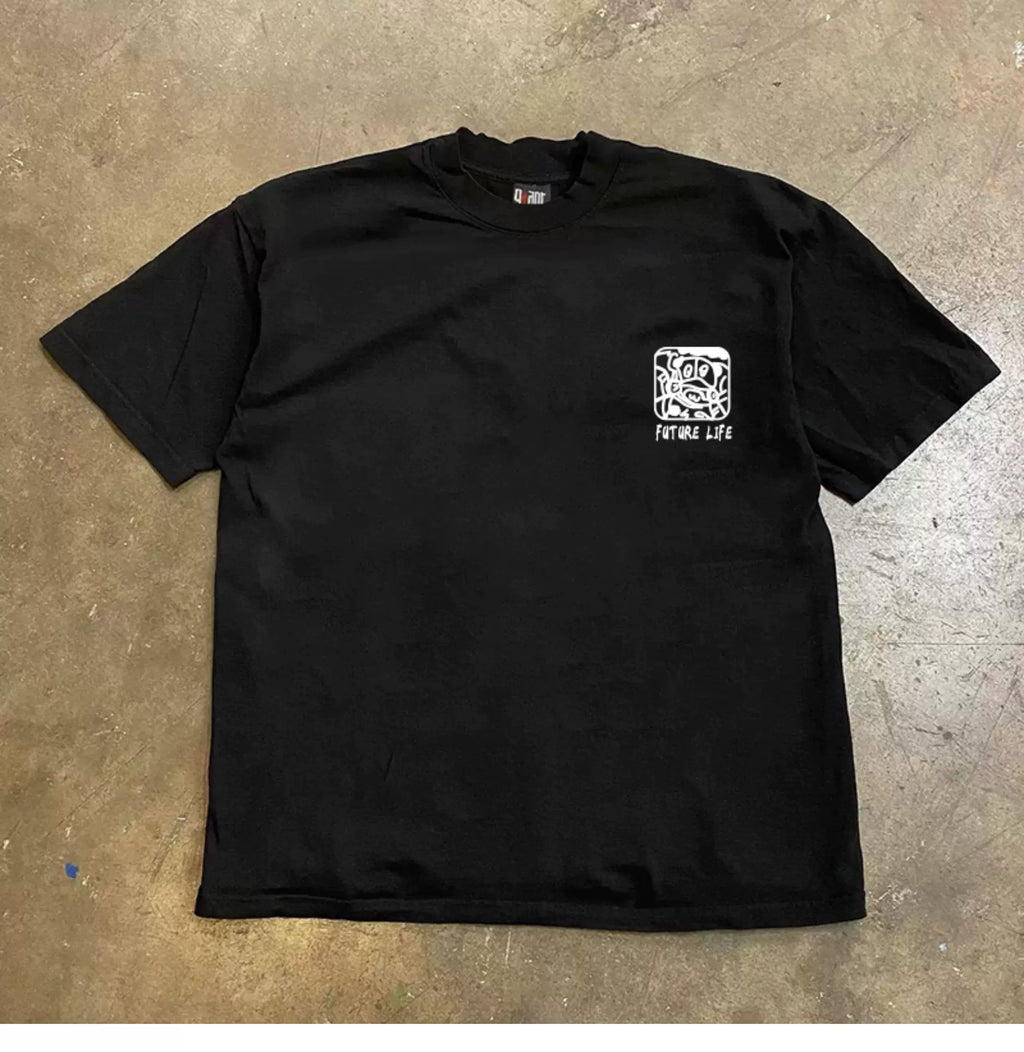UPUPXIA Casual Loose Round Neck Tee