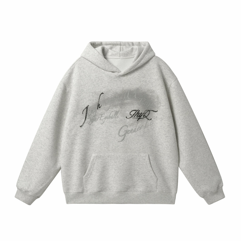 JHYQ Retro Letter Print Hooded Sweater