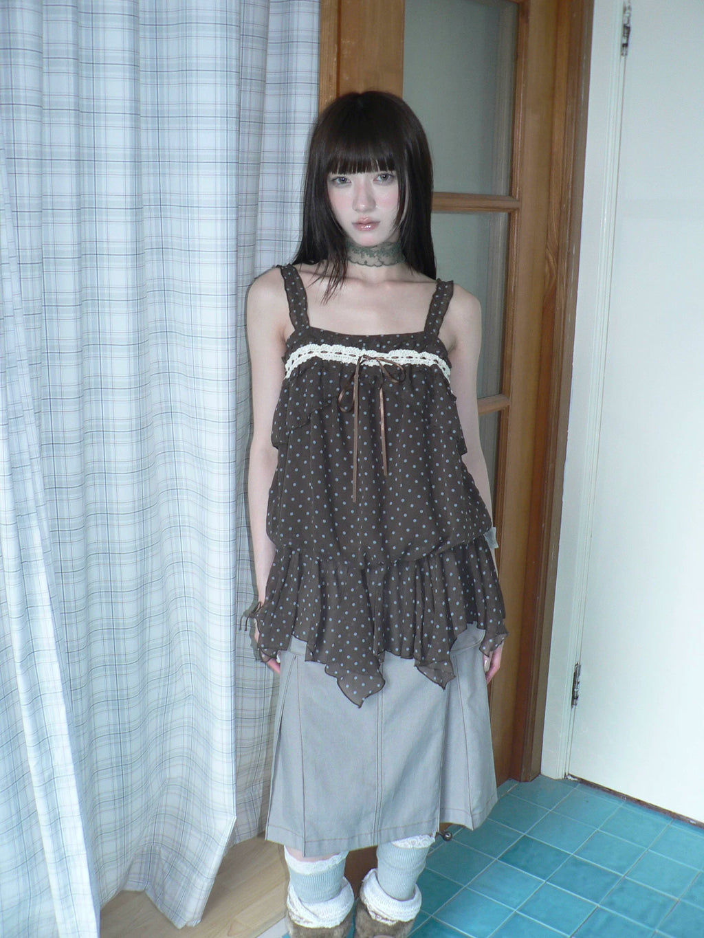Ang: Project Retro Polka Dot Waist Hem Irregular Sling