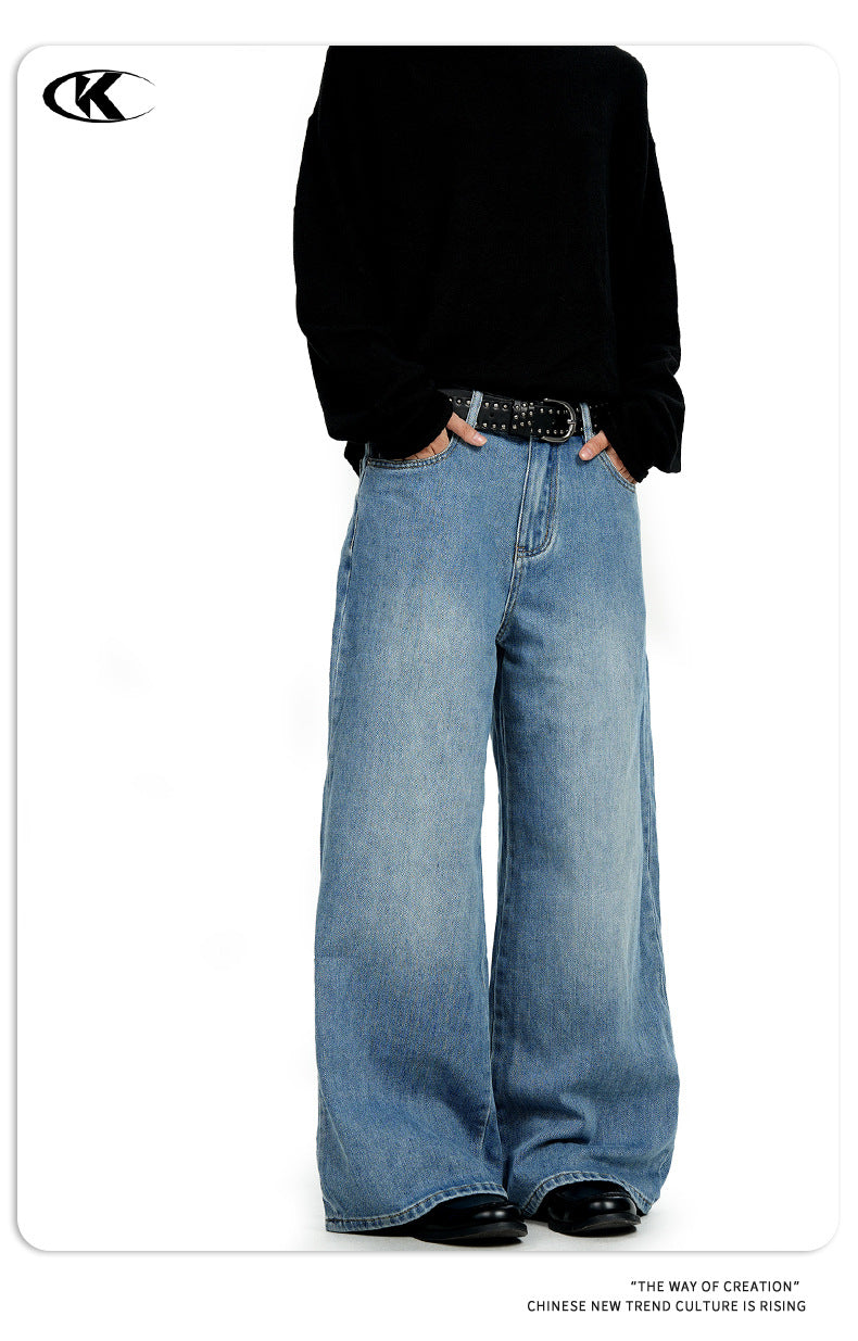 11KN Retro Casual Wide Leg Straight Jeans