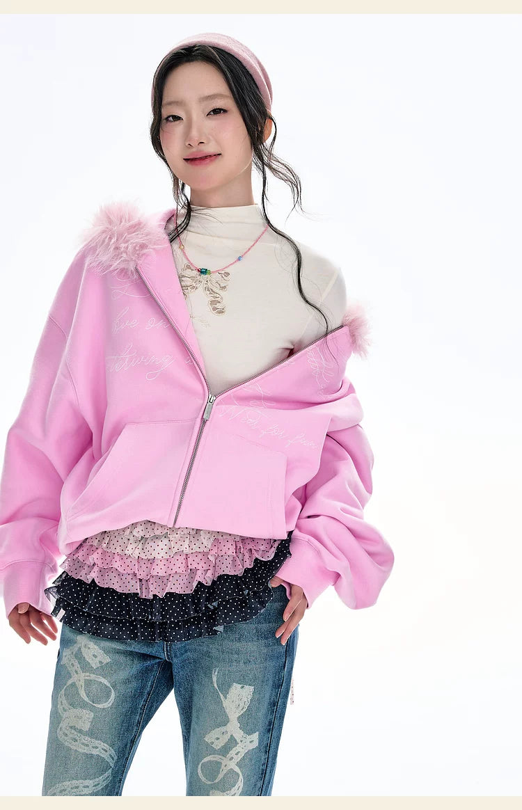 BJHG Vintage Fleece Collar Hooded Sweater Jacket