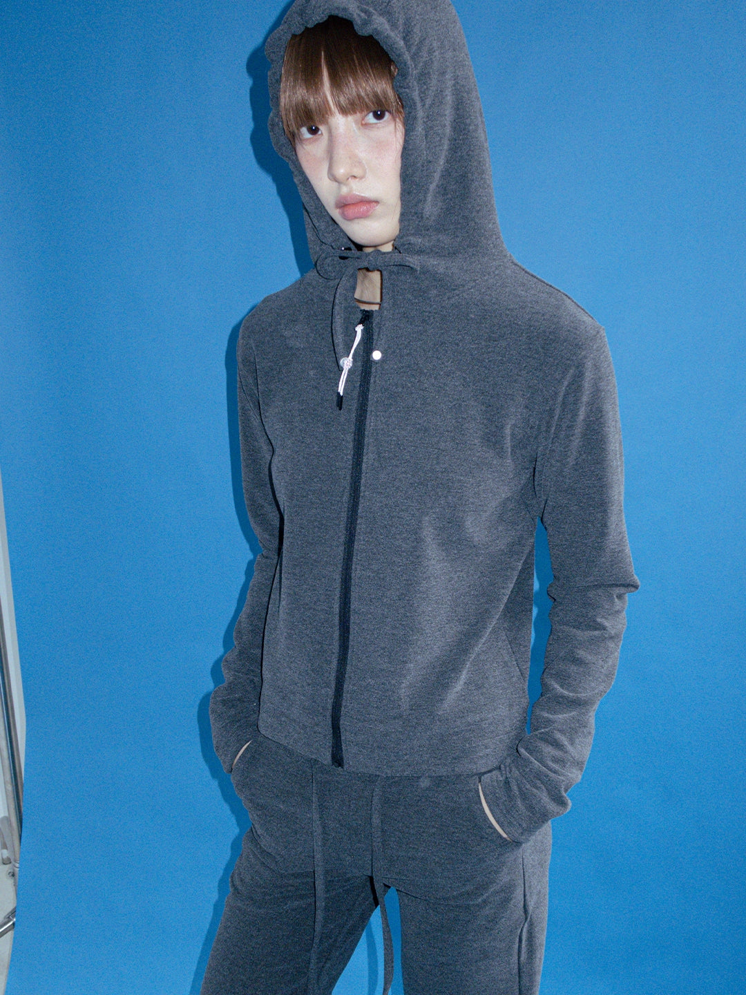 FUNKYFUN Soft Skin-friendly Abraded Zipper Cardigan Jacket