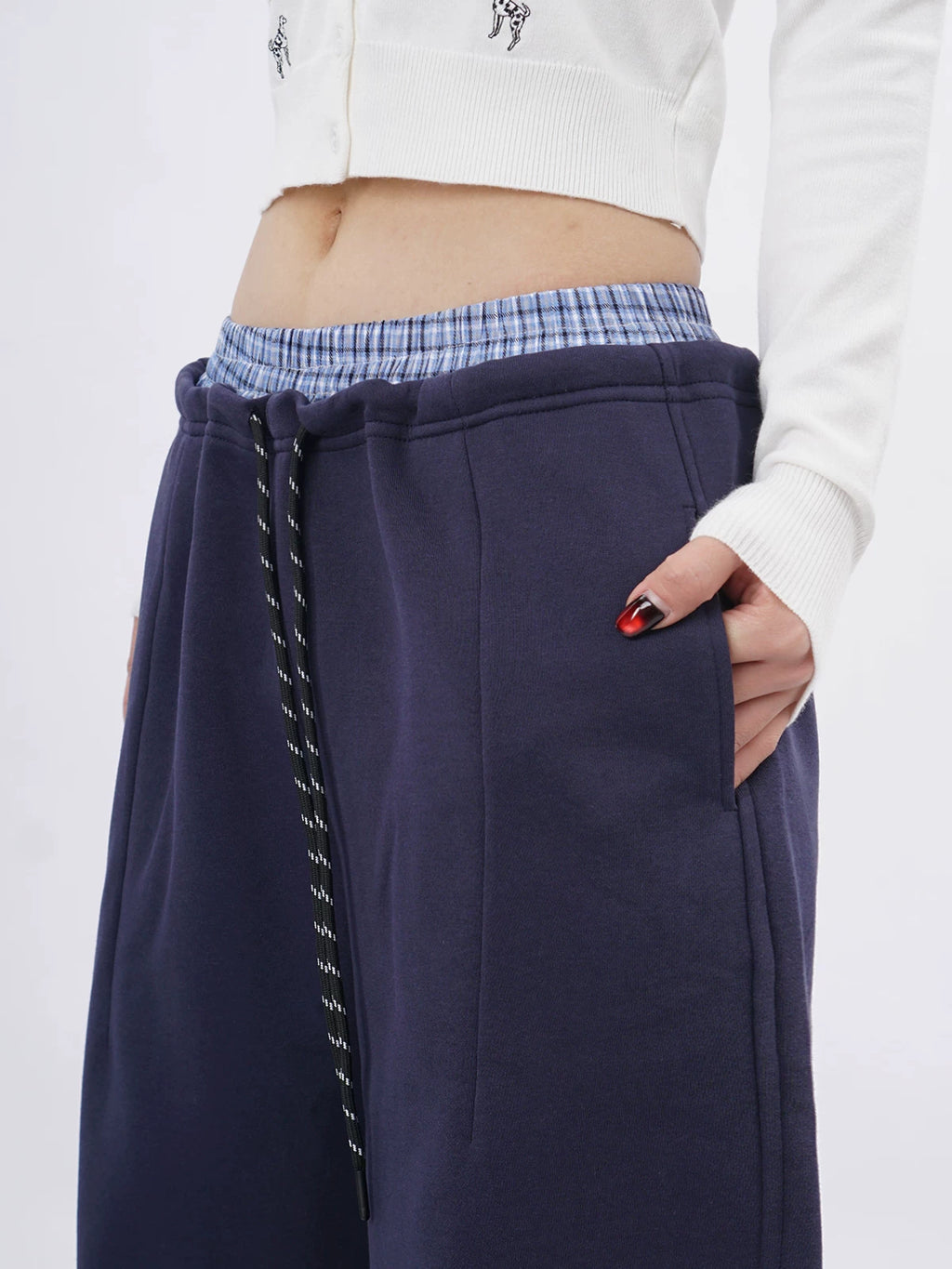 SAMUSAN Double Waist Loose Drape Floor Straight Tote pants
