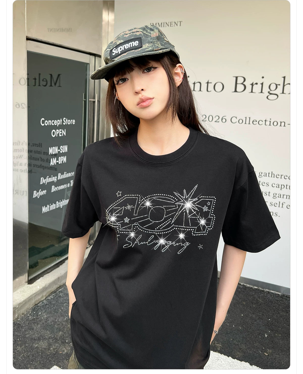404MOB Star Hot Diamond Round Neck Tee
