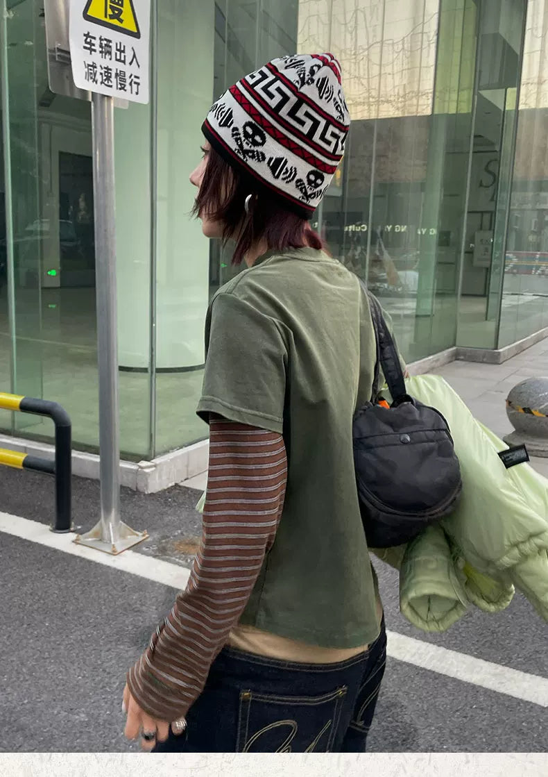 MMBBT Striped Fake Two Pieces Pure Cotton Long Sleeves