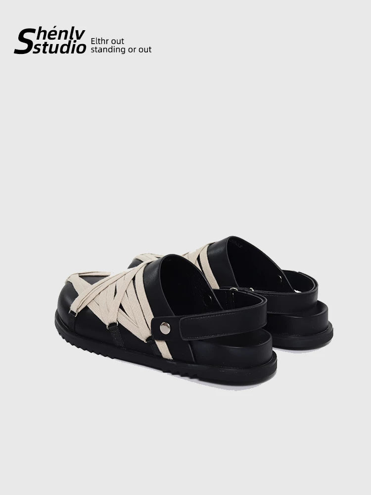 SHENLV STUDIO Strap Two Wear Removable Head Sandals