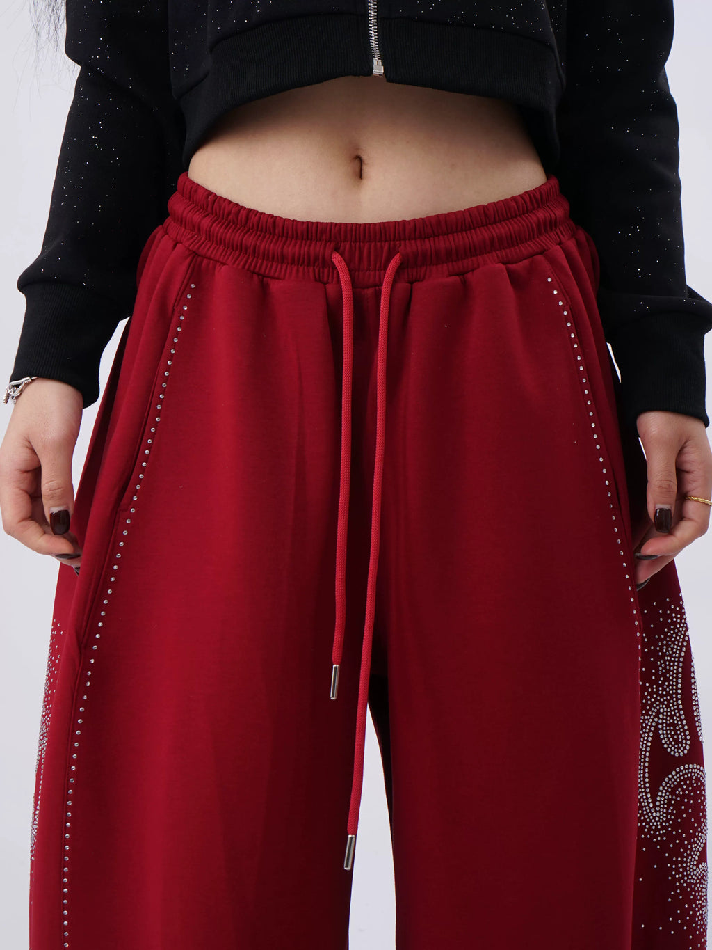 SAMUSAN Fine Flash Hot Diamond Loose Wide-leg Pants