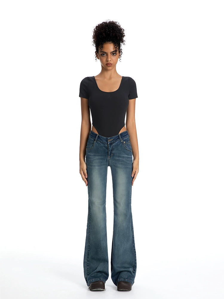 ABMY Retro V-waist Slim-fit Flared Pants