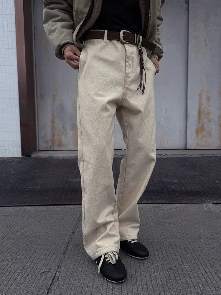 ZOZOFOREST Fleece Stiff Washed Casual Pants