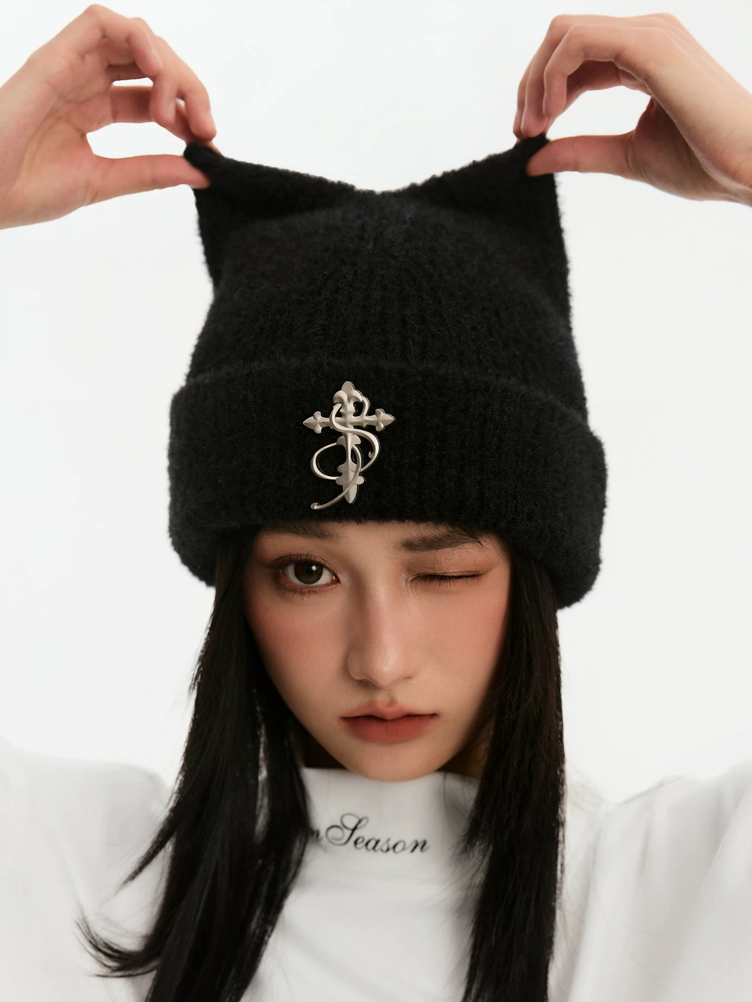 STK Imitation Mink Cat Ears Casual Knitted Hat