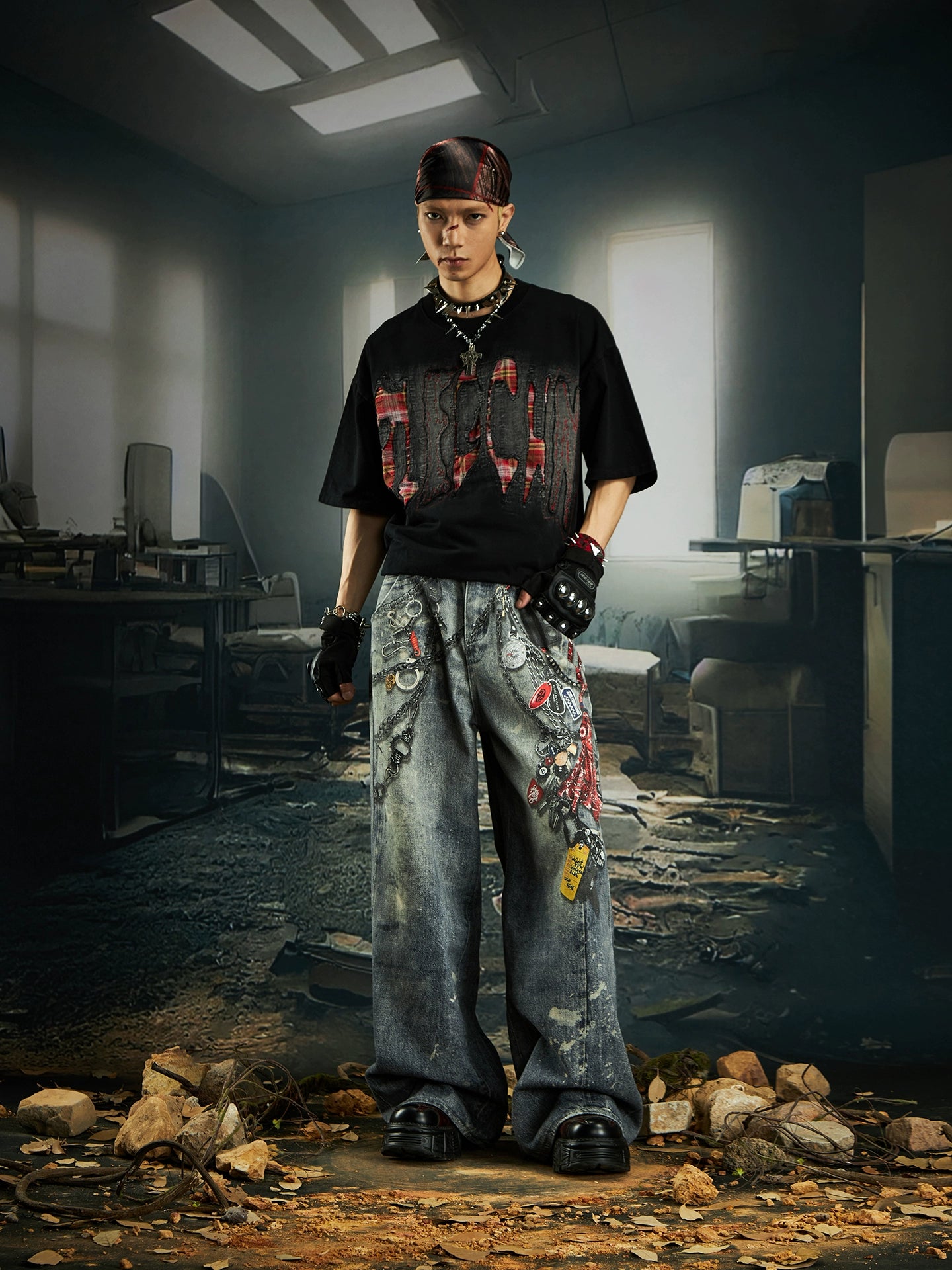 NOMANIAI Digital Printing Loose Straight Print Jeans