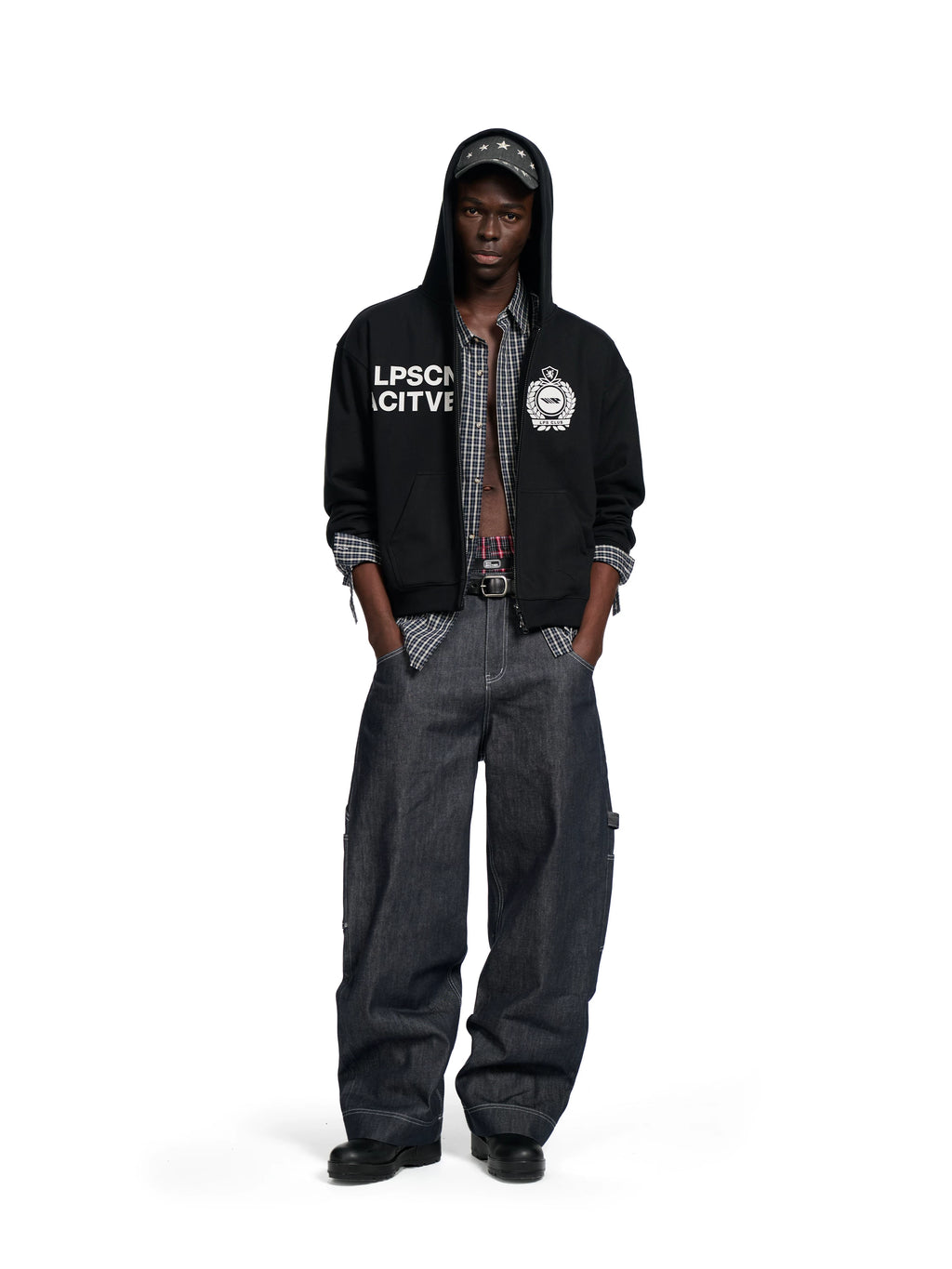 Loopsoon Front Chest Left and Right Creative Letter Print Hooded Sweater