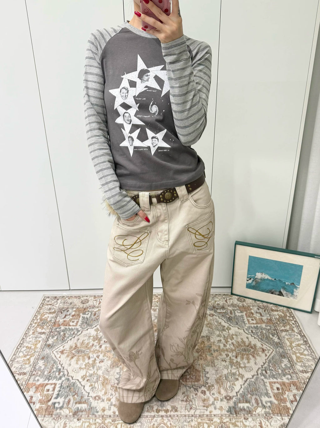 TZ Floral Print Wide-leg Jeans