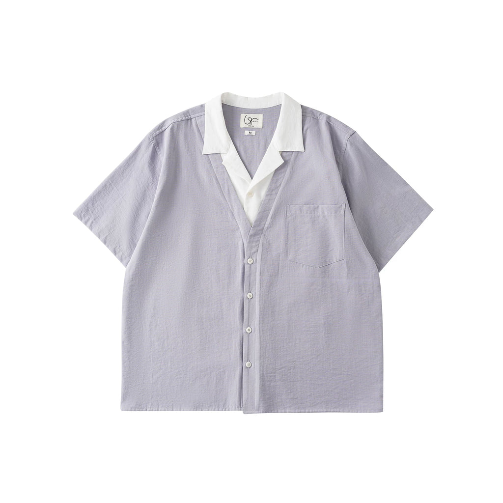 LR Contrast Double Neck Anti-Wrinkle Short Sleeve Shirt
