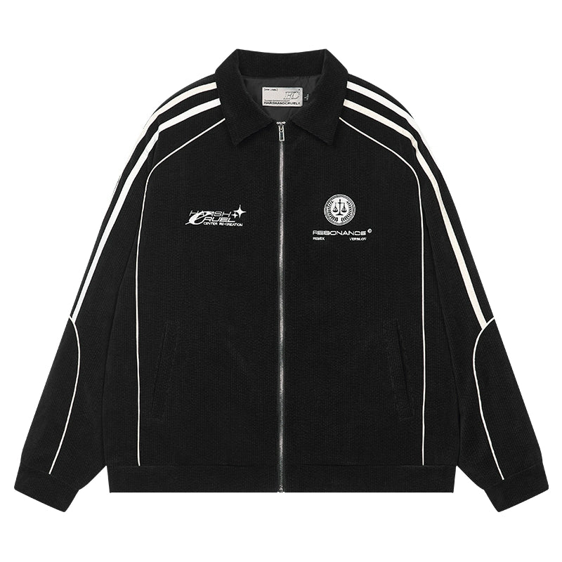 Harshandcruel Contrast Stripe Lapel Corduroy Jacket