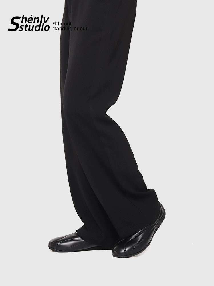 SHENLV STUDIO Round Head Loafer Thin Sole One-pedal Small Leather Shoes