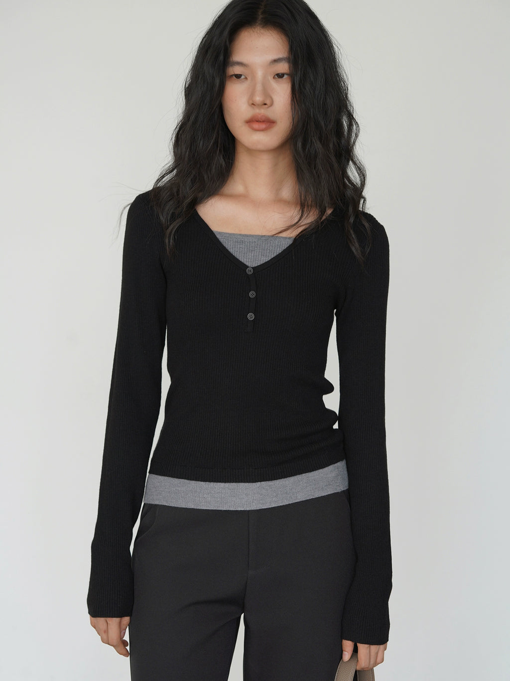 EIGHTHMONTH Fake Two-piece Slim-fit Knitted Sweater